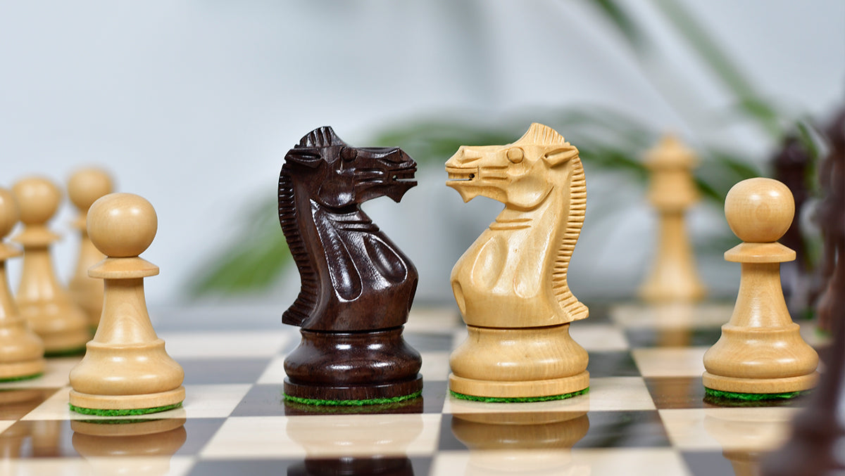 4.0'' Prestige Staunton Series Weighted Chess Pieces in Anjan Wood & Box Wood - 1560 Grams