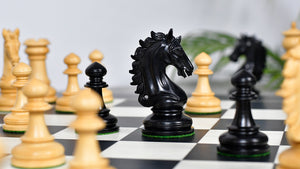 The Artisan Knight Handcrafted Luxury Wooden Chess Pieces In Ebony Wood & Natural Boxwood - 4.4" King