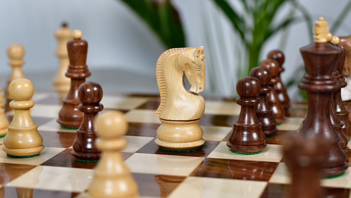 1959 World Chess Championship Old Russian Zagreb Chess Pieces - Sheesham Wood & Boxwood - 3.8" King