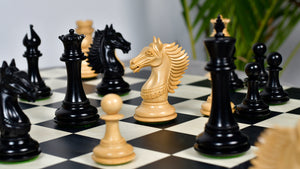 The Mustang Series Wooden Triple Weighted Chess Pieces in Ebony / Boxwood - 4.4" King
