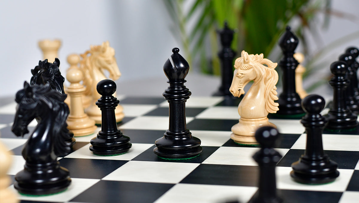 The French Warrior Luxury Wooden Chess Pieces in Ebony & Boxwood - 4.4" King