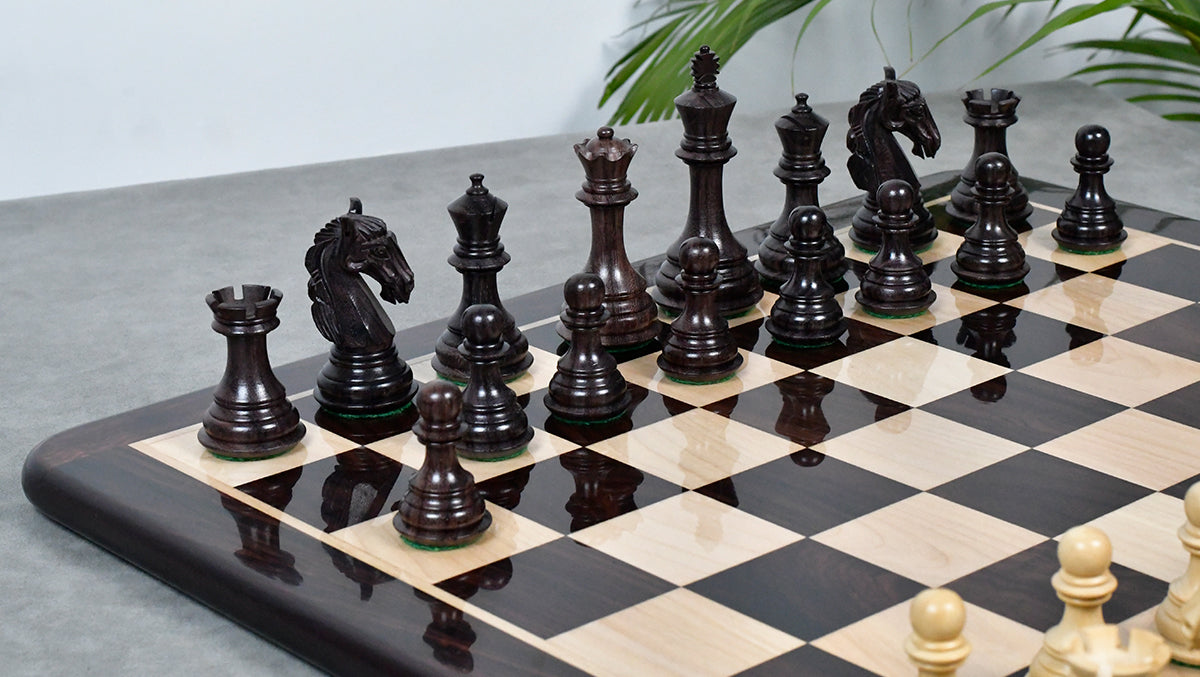 3.8'' New Columbian Staunton Series Chess Pieces in Rosewood & Boxwood - 1100 grams