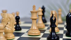 3.58" Bridle Series Wooden Chess Pieces in Ebony & Box Wood - 1200 Grams