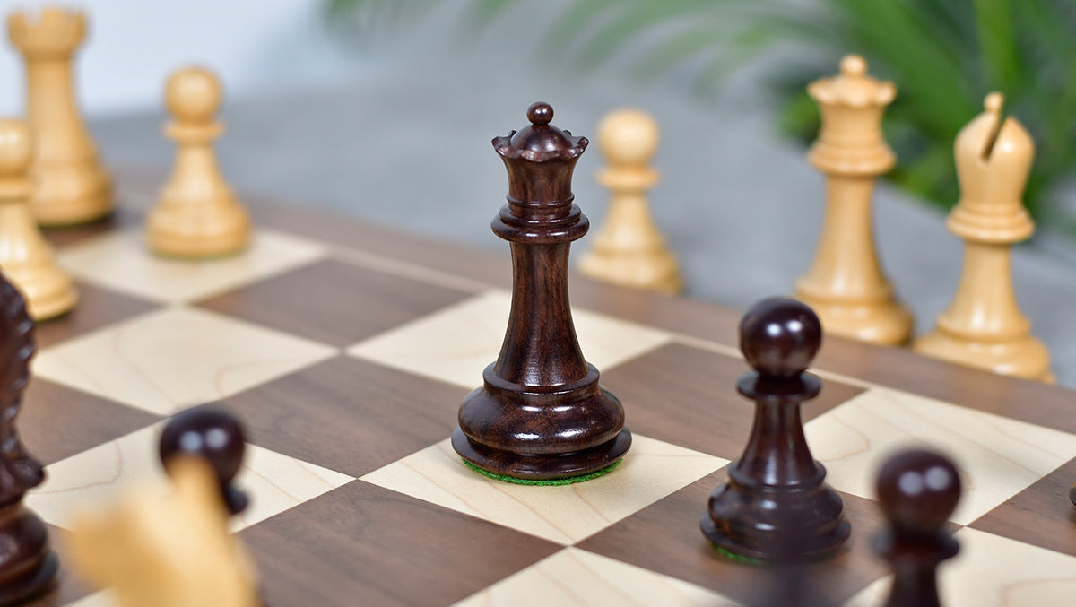 The Supreme Series (The Queens's Gambit) Staunton Weighted Chess Pieces in Acacia Wood & Indian Boxwood 4 inch King - 1400 GMS