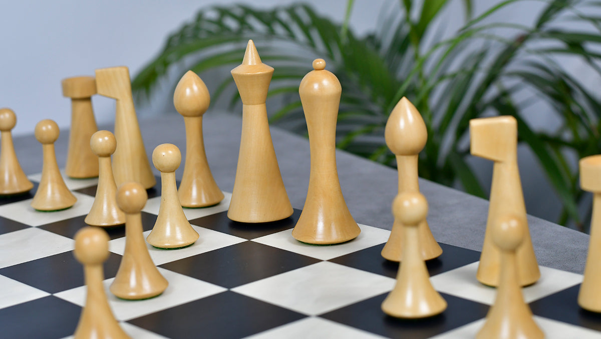 3.75'' Herman Ohme Minimalist Chess Set – Weighted Ebonized Boxwood – Pieces Only