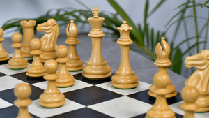 The Old Romeo Staunton Series Weighted Chess Pieces in Ebony & Box Wood - 3.8" King