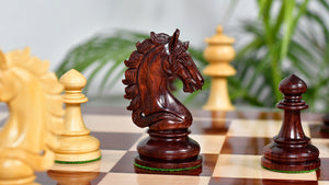 The Artisan Knight Handcrafted Luxury Wooden Chess Pieces In Bud Rosewood & Natural Boxwood - 4.4" King