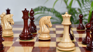 Combo Of 4.4 Inch Luxury Imperial Collector Series Artisan Chess Pieces Triple Weighted in Padauk Wood and Boxwood With Wooden Bud Rosewood / Maple Chess Board