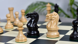 3.8" Pro Staunton Series Tournament Weighted Chess Pieces in Ebonized and Boxwood - 1264 Grams