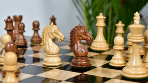 Derby Knight Staunton Weighted Chess Pieces in Sheesham & Boxwood - 4.1" King