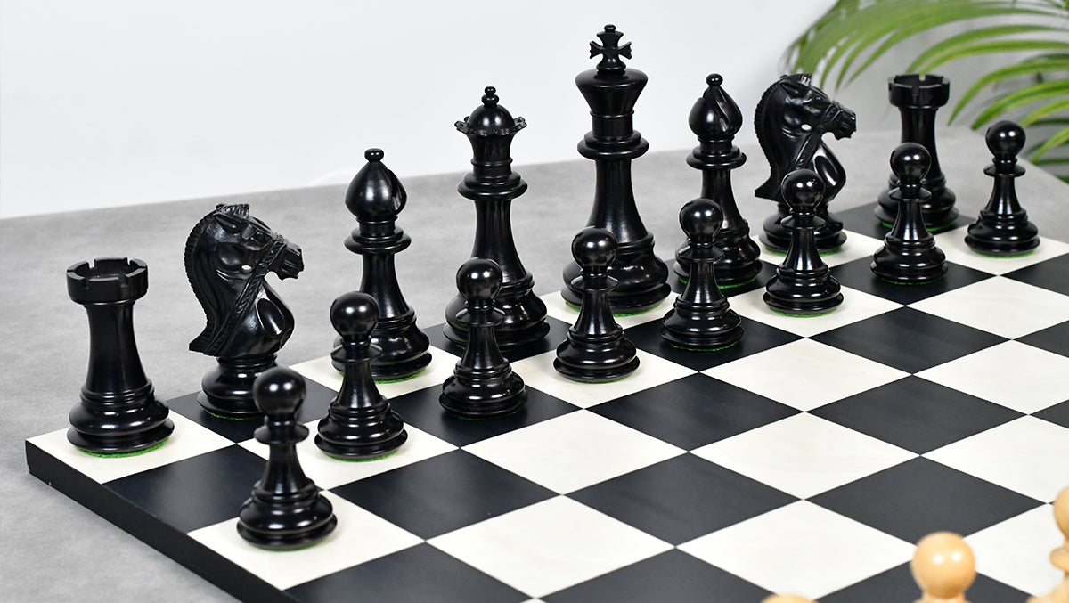 Noble Stallion Chess Set Bridle Edition in Ebony & Box Wood - 4.8" King