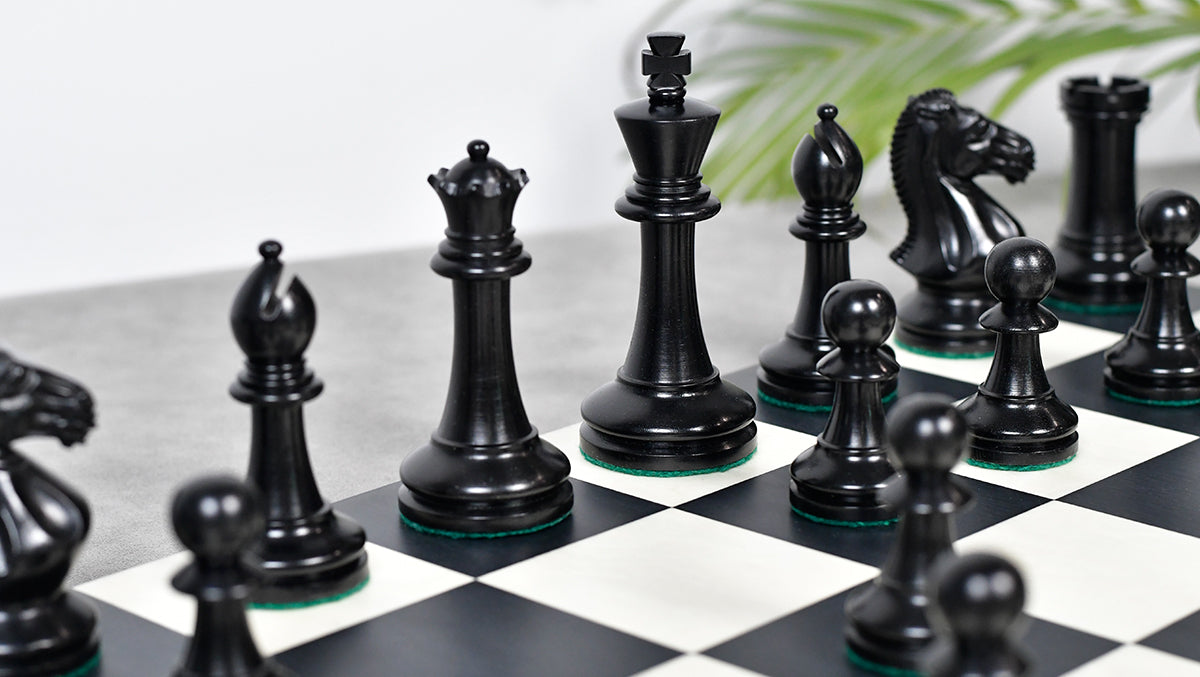 GM Blitz Edition Staunton Series Chess Pieces in Ebony Wood & Natural Boxwood - 3.75" King