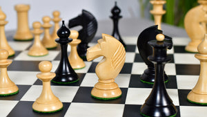 1950s' Soviet (Russian) Latvian (Queen's Gambit Series) Chess Pieces in Ebonized Boxwood & Natural Boxwood - 4.1" King