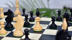 3.9" Hungarian Chess Pieces in Ebonized Boxwood & Natural Boxwood - 1300 Grams