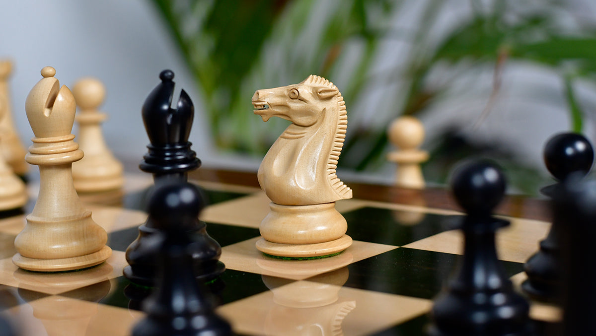Modern Staunton Series Chess Pieces for Chess Players - Ebony & Box Wood - 3.75" King