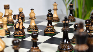 Burnt Blazed Series Handcarved (Lacquerd) Chess Pieces in Burnt Boxwood - 3.8" King