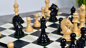 The Bridle Series Luxury Triple Weighted Chess Pieces in Ebony Wood / Boxwood - 4.2" King