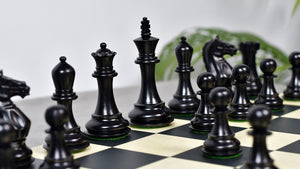 The 4 Inch Supreme Series (The Queen’s Gambit) Staunton Weighted Chess Pieces in Black Ebonized Wood & Boxwood - 1100 grams
