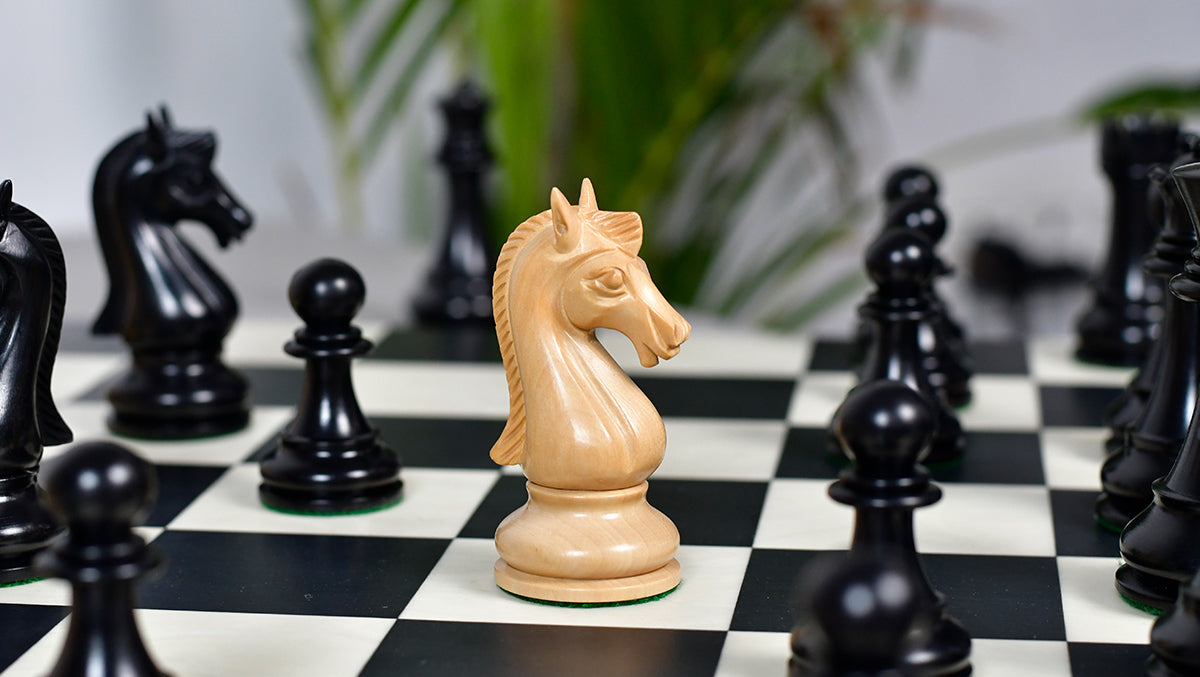 The Candidates Series Staunton Chess Pieces in Ebony / Box Wood - 3.75" King