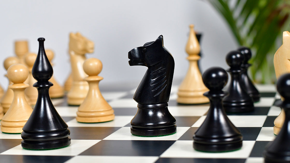 1961 Soviet Championship Baku Chess Pieces in Ebonized / Box wood - 4.05 King