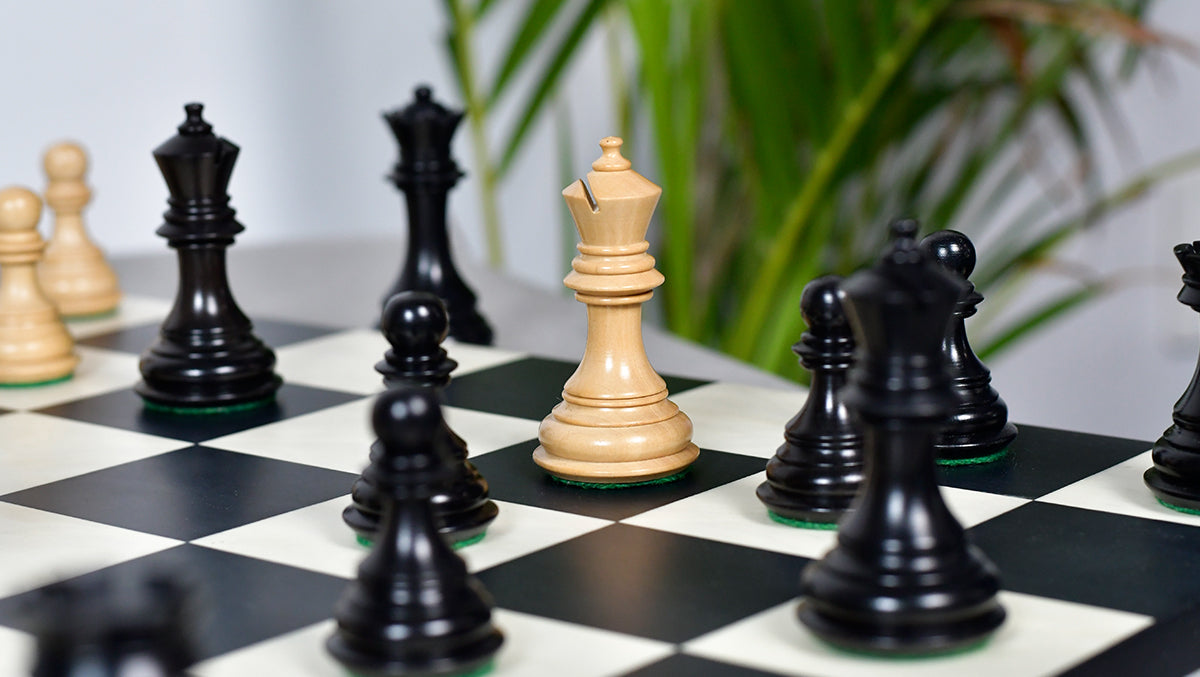 Columbian Staunton Series Chess Pieces in Ebony Wood & Box wood - 3.8" King