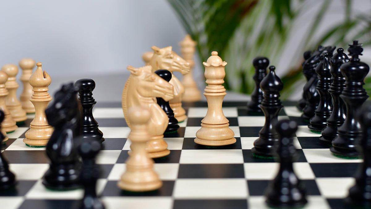 Meghdoot Staunton Series Wooden Chess Pieces in Ebony & Box Wood - 3.2" King