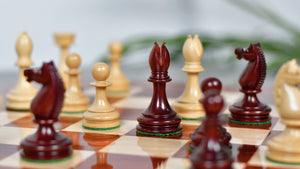 Reproduced 3.5" King Size William Hamlett Wooden Chess Pieces in Bud Rosewood / Boxwood