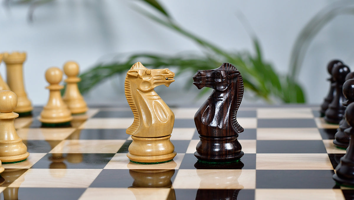 The Honour of Staunton (HOS) Series Weighted Chess Pieces in Rosewood & Natural Boxwood - 4.0" King