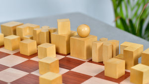 1924 Josef Hartwig Bauhaus Chess Pieces in Ebonized Boxwood & Natural Boxwood - 1.9" King