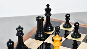 Reproduced Richard Whitty Antique Chess Pieces with King Side Stamping in Ebony / Antiqued Box wood - 3.75" King