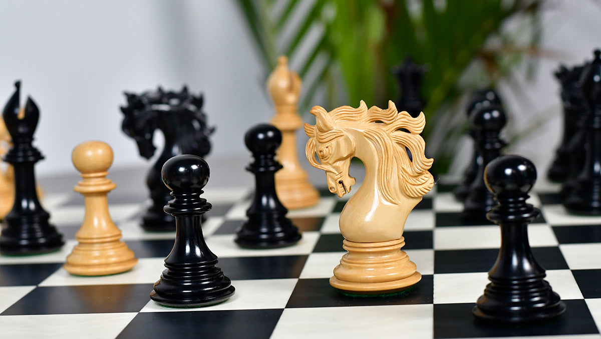 Viking Series Triple Weighted Staunton Luxury Chess Pieces – Handcrafted Ebony & Boxwood, 4.4” King