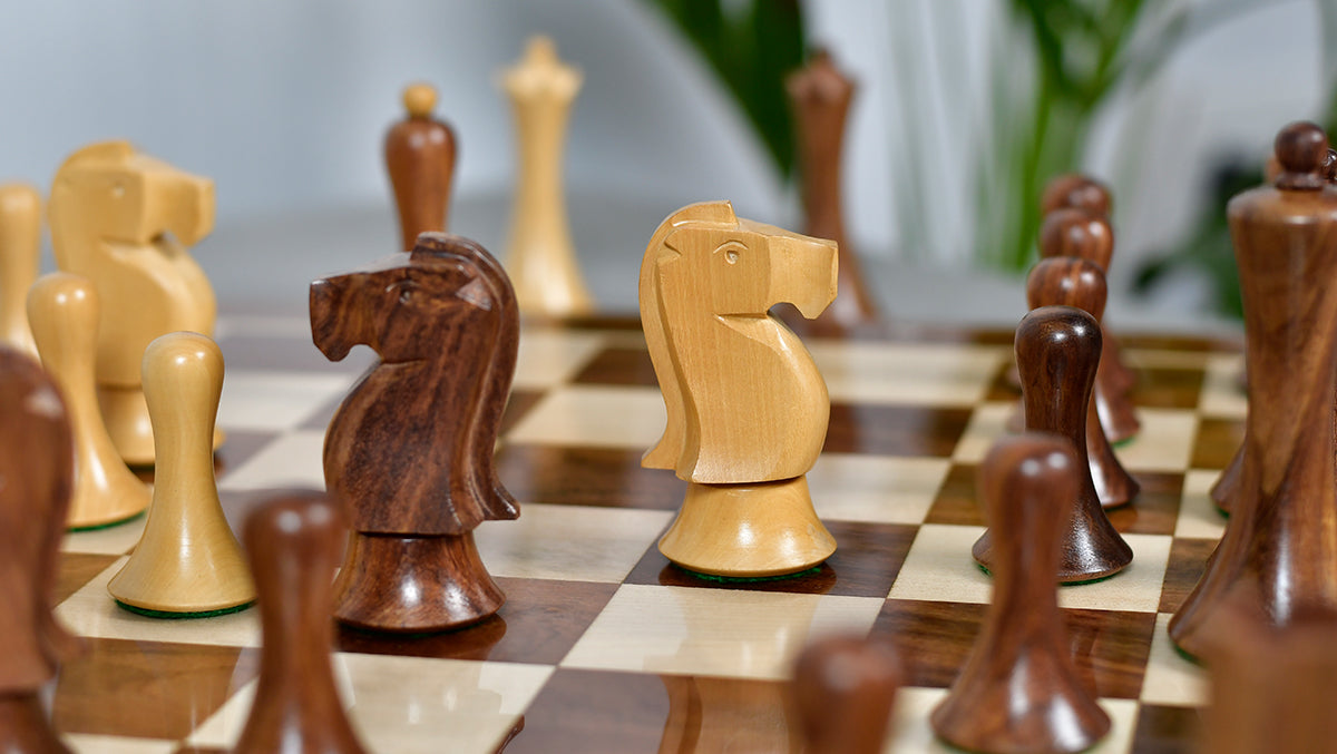 Minimalist Soviet-Style Chess Pieces In Sheesham & Boxwood - 3.7” King