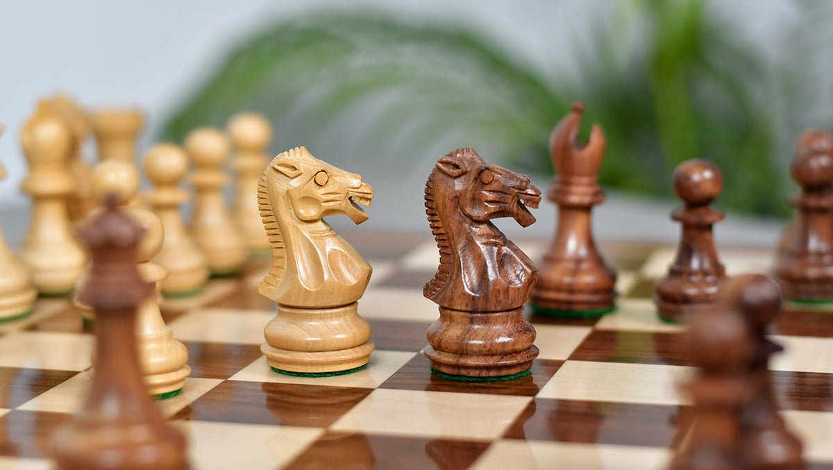 3.0'' Laughing Knight Staunton Chess Set- Chess Pieces Only - Weighted Sheesham Wood