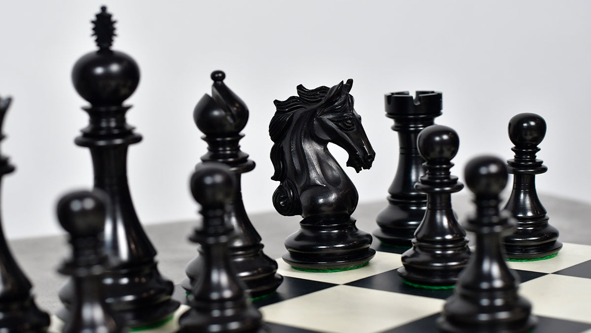 The Shera Series Staunton Triple Weighted Chess Pieces V2.0 in Ebony / Box Wood - 4.5" King