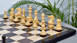 4.0" Desert Gold Staunton Series Wooden Chess Pieces in Rosewood & Box Wood - 1300 Grams