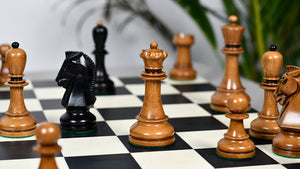 1950s' Fischer Dubrovnik Weighted Chess Pieces Set in Genuine Ebony Wood / Distressed Antique Wood - 4.25" King Size