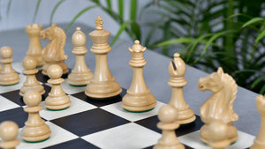 Fierce Knight (Queens's Gambit Series) Staunton Wooden Chess Pieces in Indian Ebonized Wood & Box Wood - 3.5" King