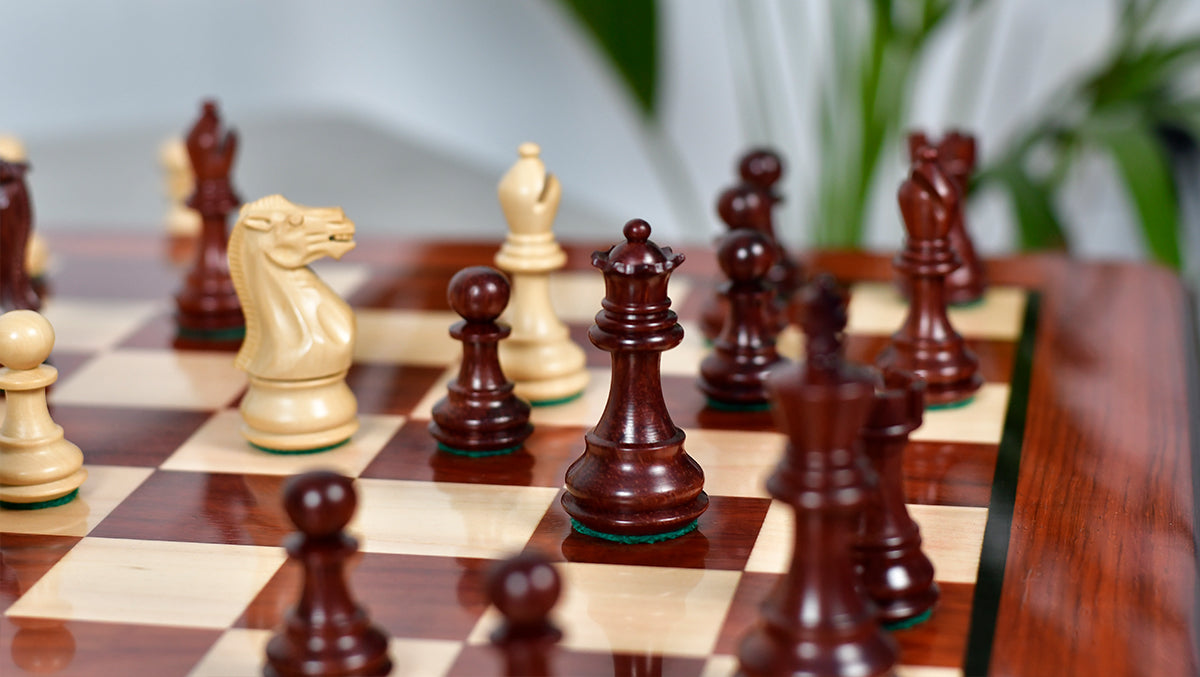 Classic 101 Staunton Series Club Size Weighted Chess Pieces in Bud Rosewood & BoxWood - 3.0" King