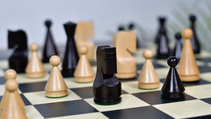 4.09" Classic Series Cone Shaped Chess Pieces in Ebonized Boxwood & Natural Boxwood - 940 Grams
