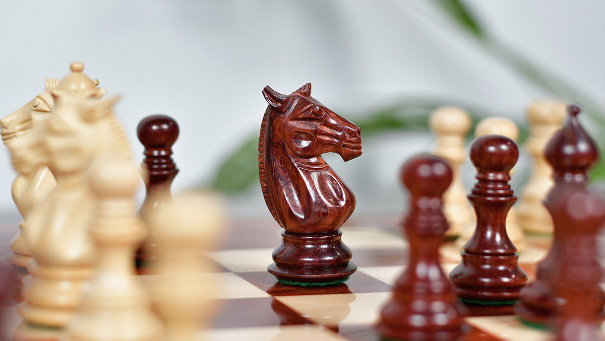 Meghdoot Staunton Series Wooden Chess Pieces in Bud Rosewood & Boxwood - 3.2" King