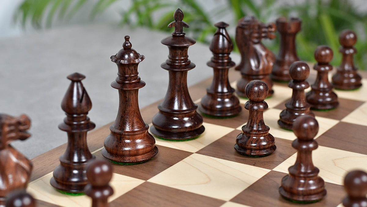 3.7'' British Staunton Series Wooden Chess Pieces in Anjan Wood & Box Wood - 1200 Grams