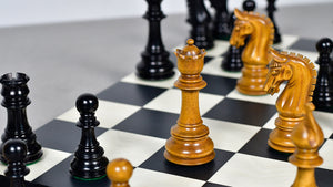 War Admiral Antiqued Chess Pieces – 4.4" King – Handcrafted Staunton Design in Ebony Wood & Antiqued Boxwood