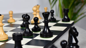 Russian (Soviet Era) Series Chess Pieces in Ebonized Boxwood & Natural Boxwood - 3.75" King