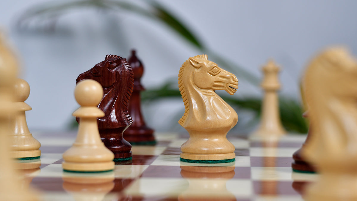 The GM Blitz Edition Staunton Series Chess Pieces in Bud Rosewood & Box Wood - 3.75" King