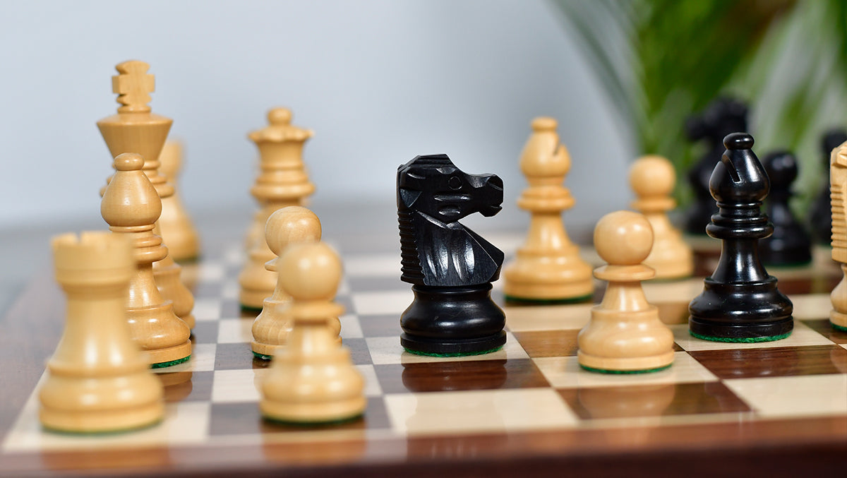 French Lardy Exclusive Wooden Chess Pieces – Handcrafted Ebonized & Boxwood | 3" King with Extra Queen