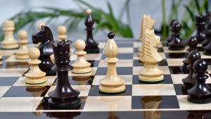 Romanian-Hungarian National Tournament Weighted Chess Pieces in Indian Rosewood & Natural Boxwood - 3.8" King