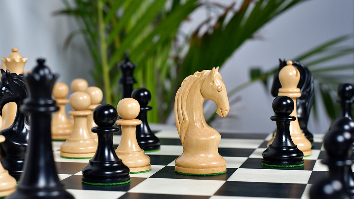 Reproduced 1963-1966 Piatigorsky Cup Chess Pieces in Ebony / Boxwood - 4.2" King