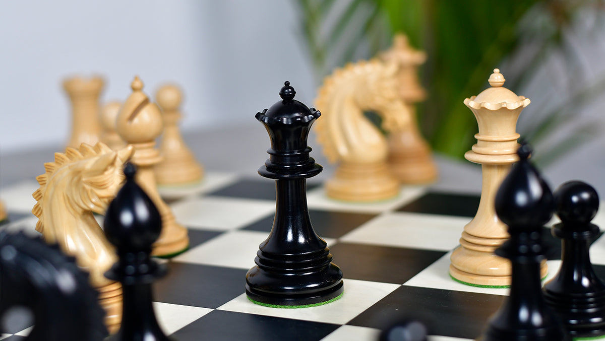 California Chrome Staunton Series Luxury Chess Pieces Version 2.0 in Ebony / Boxwood - 4.25" King