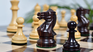 Pro Staunton Series Tournament Weighted Chess Pieces in Indian Rosewood and Boxwood - 3.8" King