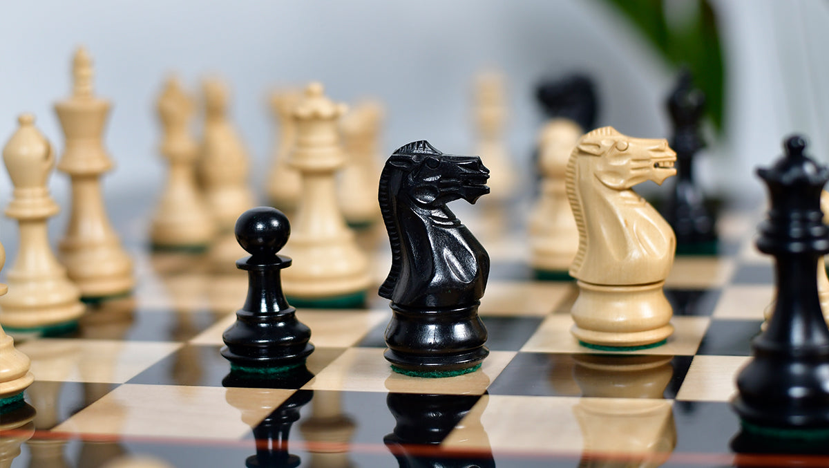 Classic 101 Staunton Series Club Sized Wooden Chess Pieces In Ebony Wood & Box Wood - 3.0" King